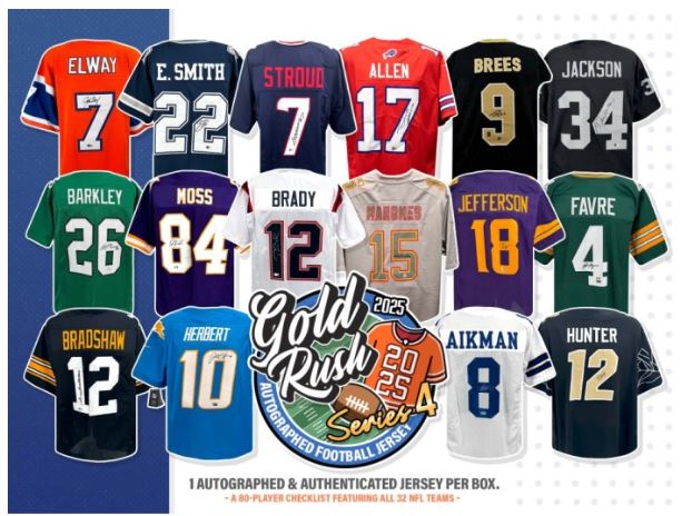 GROUP BREAK - Gold Rush 2025 Series 4 FOOTBALL Jersey! | Pick 1 Team Get 3 Random | $27/Spot, 2 for $52 | *Breaks when Full* | *BREAK#DAV618*