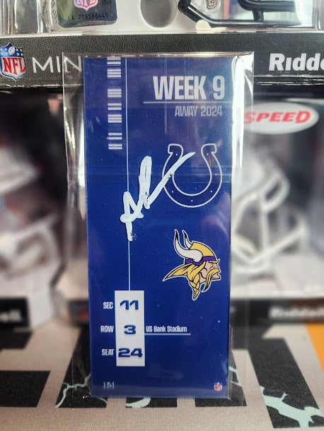 Anthony Richardson Colts Vikings Game Ticket Autographed /5 Beckett COA