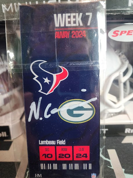 Nico Collins Texans Packers Game Ticket Autographed /10 Beckett COA