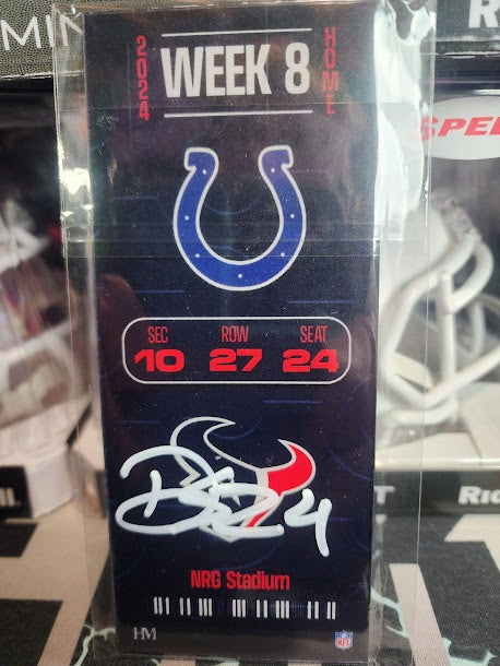 Derek Stingley Texans Colts Game Ticket Autographed /10 Beckett COA