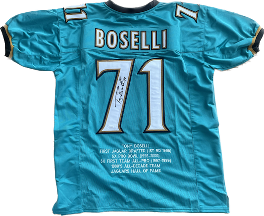 Tony Boselli Auto Custom Jersey Jaguars w/stats Beckett COA Hall of Fame