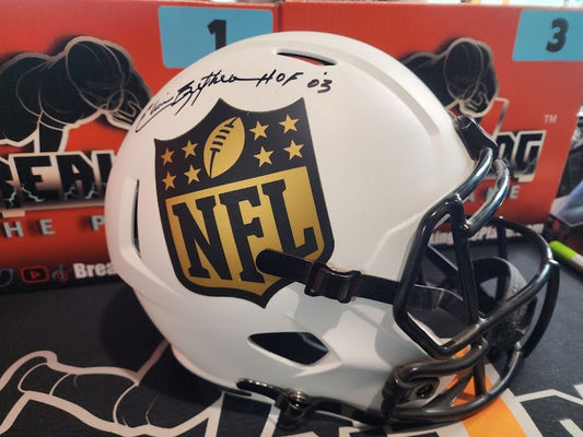 Elvin Bethea Auto NFL Gold Shield Full Size Helmet Schwartz COA Hall of Fame Oilers