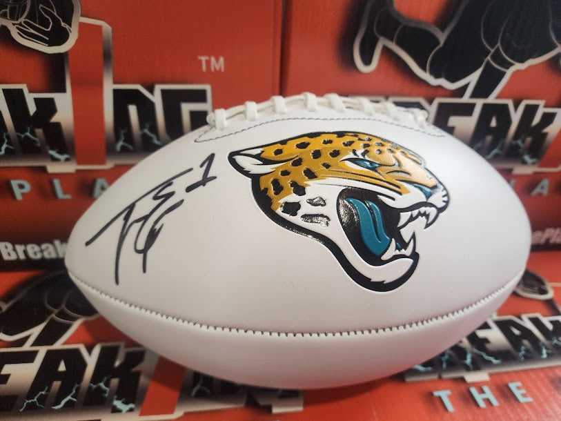 "Travis Etienne Autographed Football - Jacksonville Jaguars Memorabilia with JSA COA"