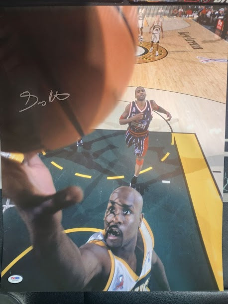 Gary Payton Auto 16x20 Basketball Photo Seattle Super Sonics PSA COA