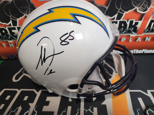 Antonio Gates Autographed (Smudged) Beckett COA Replica Full Size Helmet Chargers