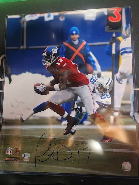 Plaxico Burress 16x20 Auto Photo NY Giants Beckett COA Alt Jersey