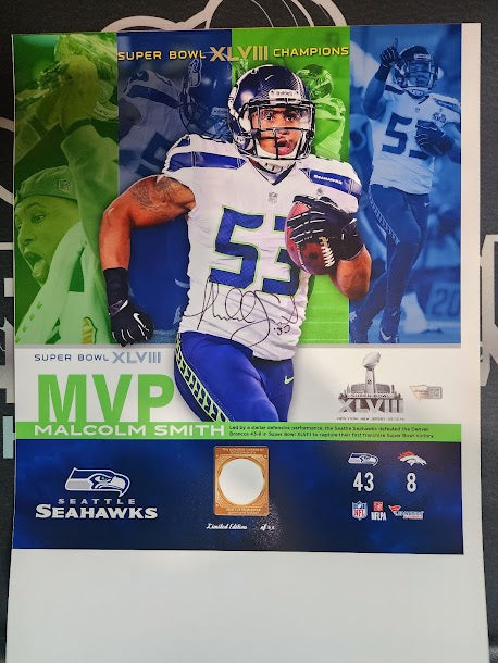 Malcolm Smith Autographed Photo Seahawks Fanatics COA Super Bowl MVP