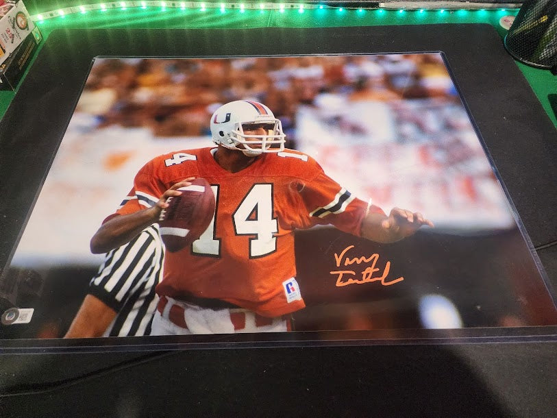 Vinny Testaverde Auto 16x20 Photo Miami Hurricanes Beckett COA College Jets Ravens