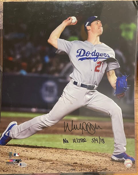 Walker Buehler Autographed 16x20 Baseball Photo LA Dodgers Beckett COA No Hitter Script