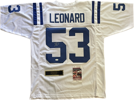 Darius Leonard Autographed Colts Jersey with Name Plaque and JSA COA - WPP524461
