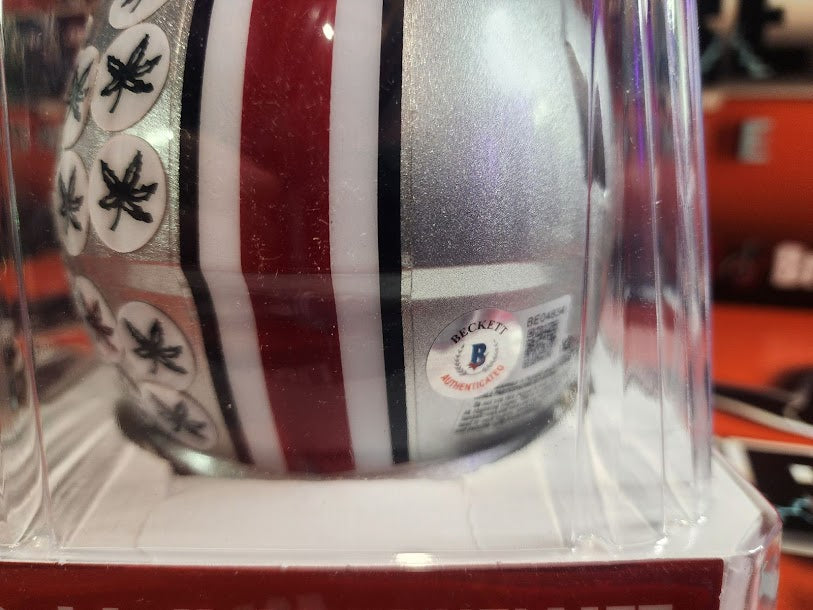 Jaxon Smith-Njigba Auto Mini Helmet Ohio State Seahawks Beckett COA