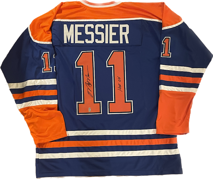 Mark Messier Auto LICENSED Oilers Jersey Collectible Exchange COA