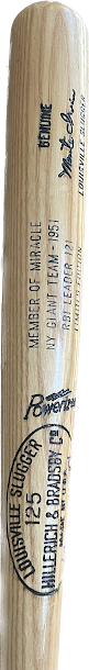 Monty Irvin Autographed Baseball Bat with stats and script Beckett COA Giants Cubs