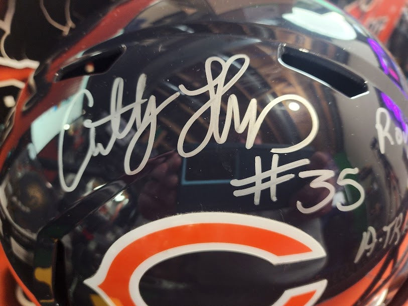 Anthony Thomas Auto Full Size Helmet Bears Inscriptions Schwartz COA