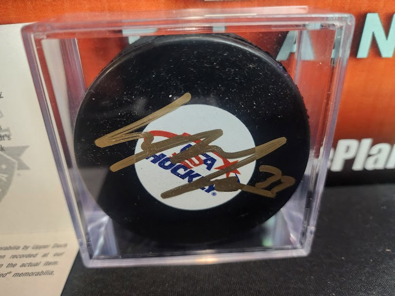 Casey Mittelstadt Autographed USA Game Puck Upper Deck COA Bruins
