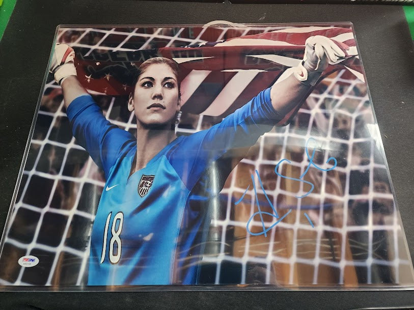 Hope Solo Auto 16x20 Soccer Photo Team USA PSA COA