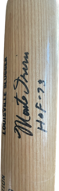 Monty Irvin Autographed Baseball Bat with stats and script Beckett COA Giants Cubs
