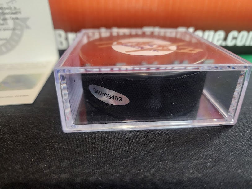 Casey Mittelstadt Autographed USA Game Puck Upper Deck COA Bruins