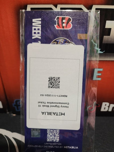Derrick Henry Autographed game ticket 1/10 Metabilia Ravens Titans BECKETT COA