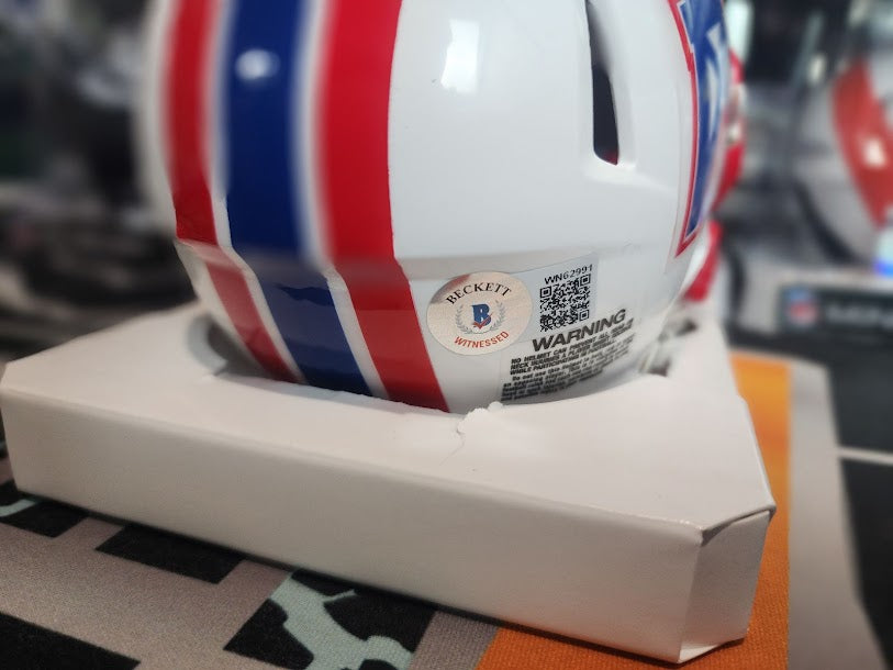 Warren Moon Autographed Oilers Titans deluxe mini helmet with visor and clips Beckett COA
