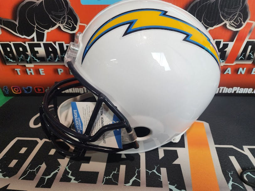 Antonio Gates Autographed (Smudged) Beckett COA Replica Full Size Helmet Chargers