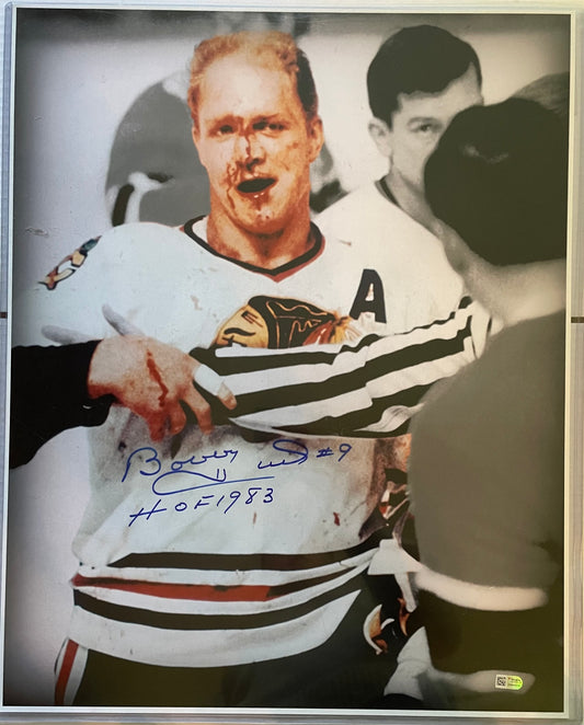 Bobby Hull Blackhawks Autographed 16x20 Photo HOF inscription Fanatics COA