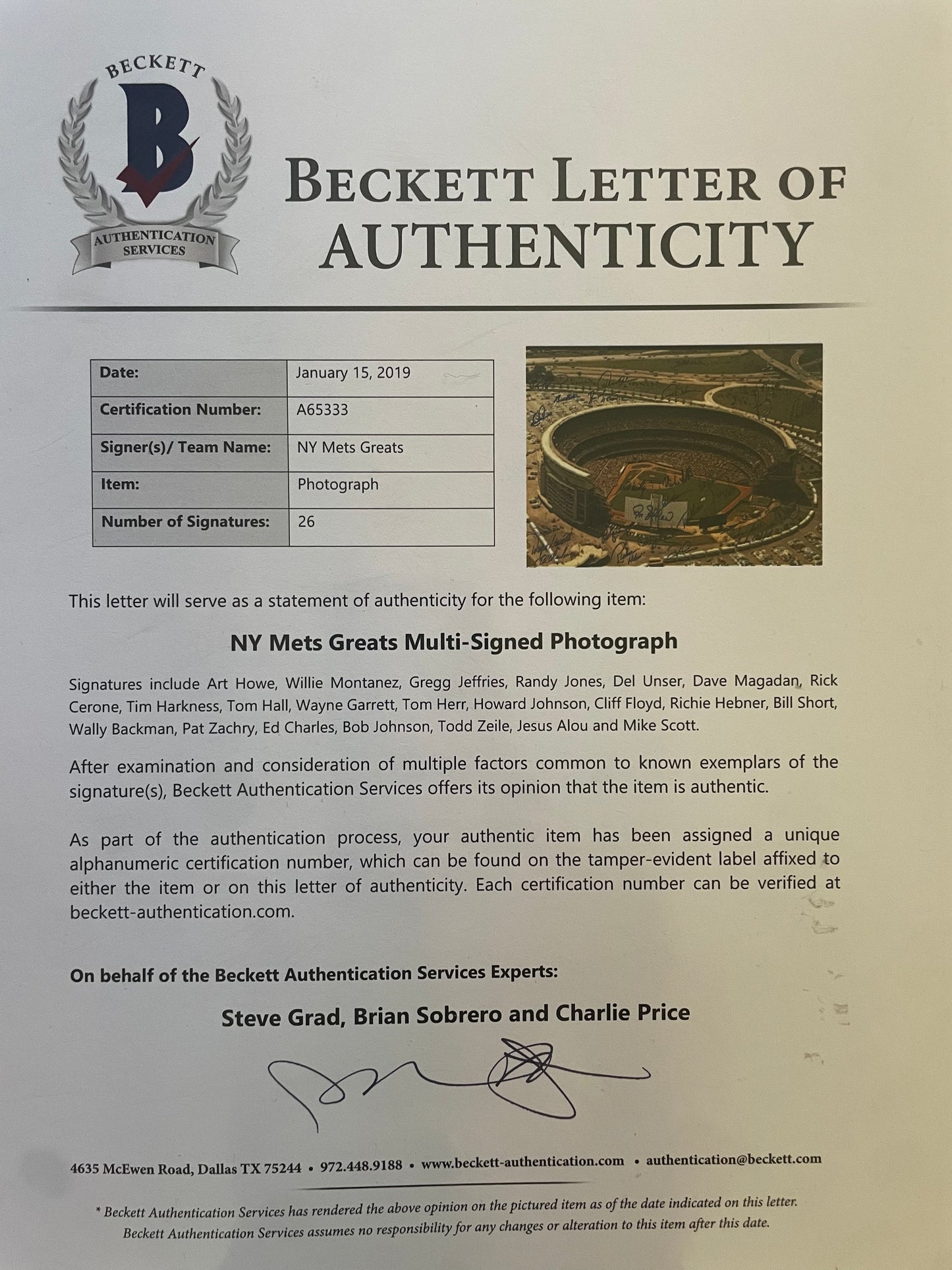 NY Mets Greats Multi-Signed Autographed Baseball 16x20 Photo Beckett COA
