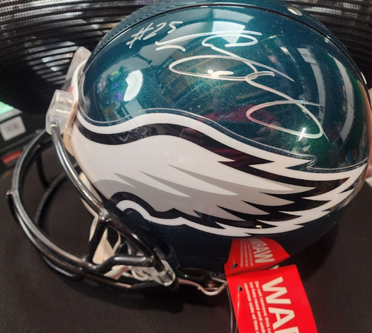LeSean McCoy Authentic Autographed NFL PSA DNA Auction COA Full Size Helmet GREEN FLECK Eagles