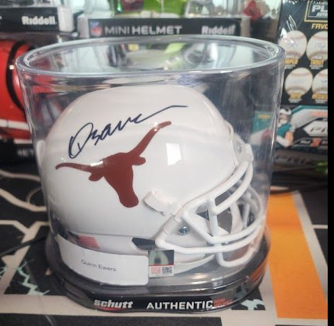 Quinn Ewers Autographed Texas Longhorns Autographed Mini Helmet Beckett COA Dolphins