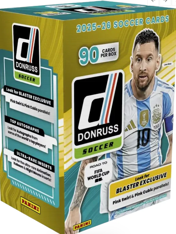 2025-2026 Donruss Soccer Road to the FIFA World Cup HOBBY Blaster Box - Pink Swirl and Pink CUBIC Parallels!