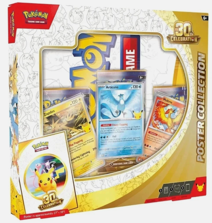 Pokemon TCG 30th Celebration 30th Anniversary Poster Collection - THREE booster packs!