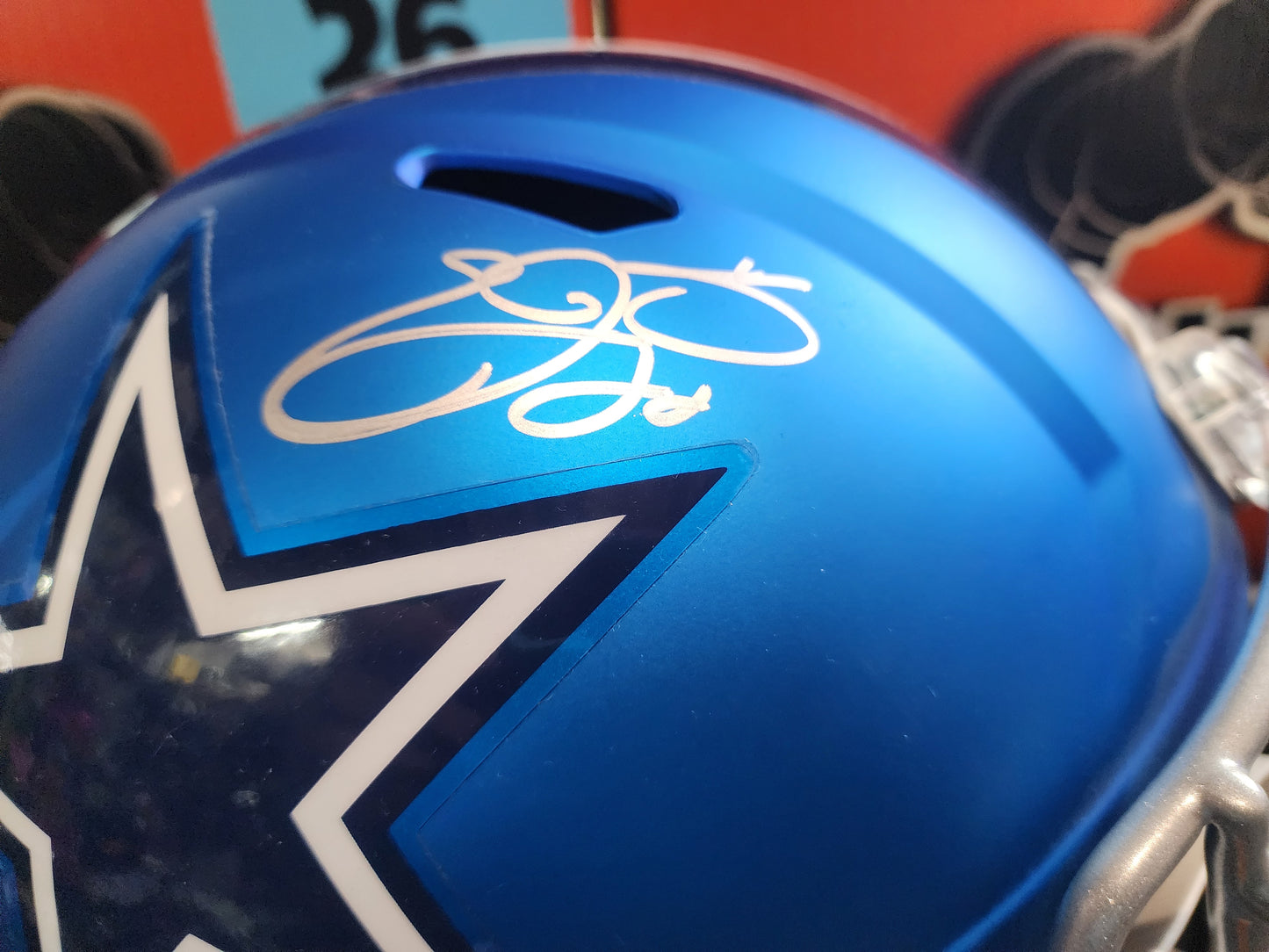 WOW! Emmitt Smith RARE True BLAZE Autographed Full Size Helmet Dallas Cowboys Prova COA