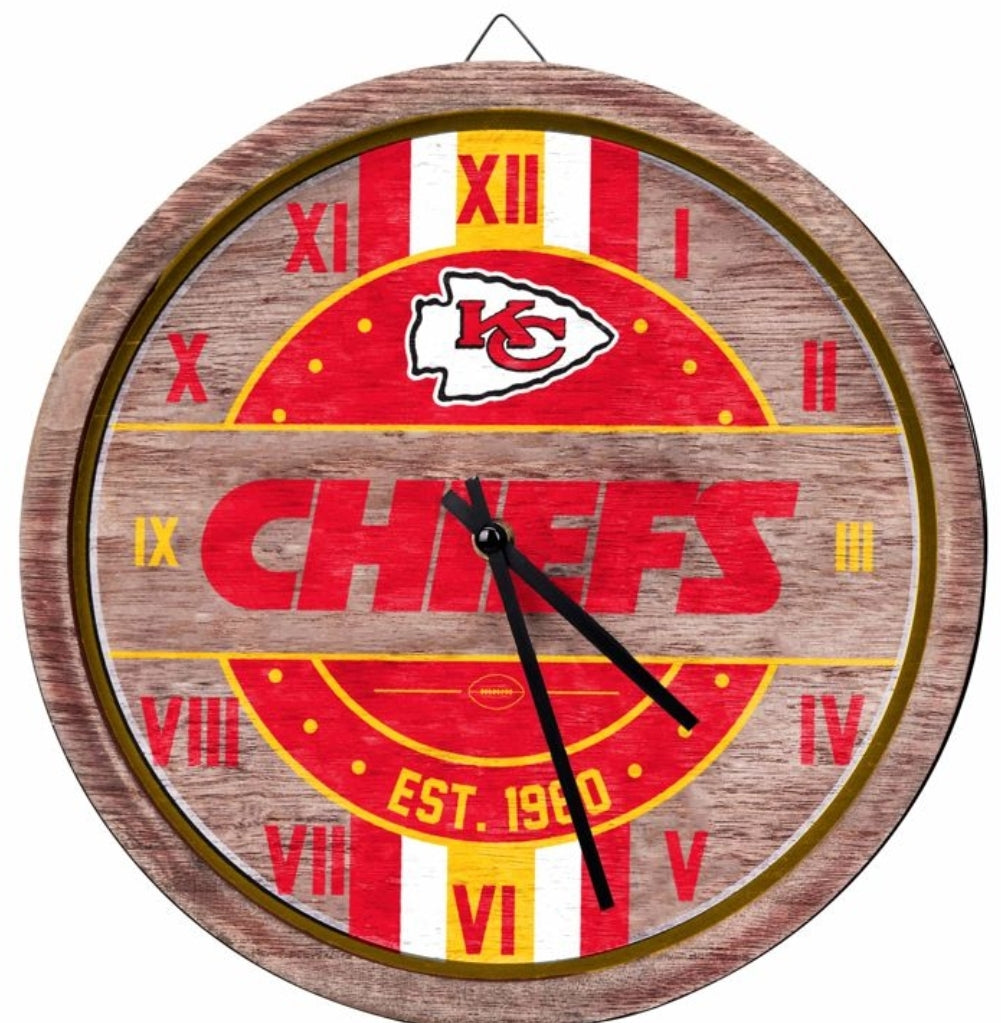 NEW FOCO Kansas City Chiefs NFL Barrel Wall Clock Home Office