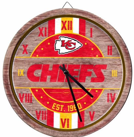 NEW FOCO Kansas City Chiefs NFL Barrel Wall Clock Home Office