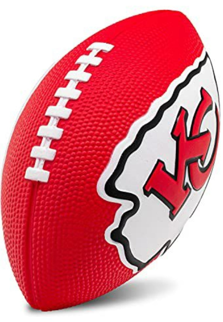 NEW! Franklin Sports NFL Kansas City Chiefs Football - Kids Foam Football - Soft Junior Size 8.5" Ball with 3D Logos - Perfect for Gameday + Tailgates