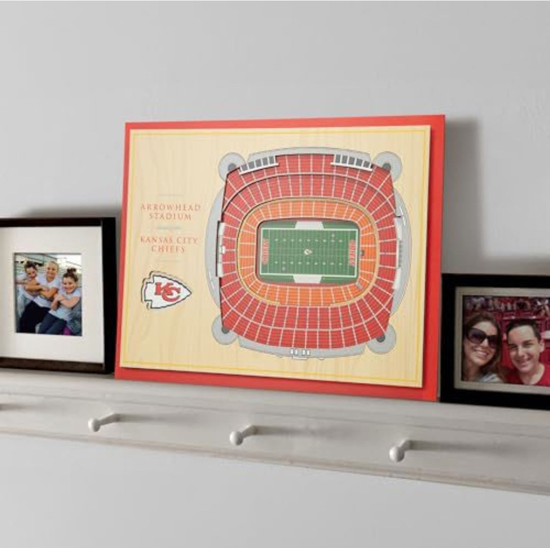 NEW! $59.99 on Amazon Kansas City Chiefs YouTheFan NFL 5-Layer 17 x 13 StadiumViews 3D Wall Art Football
