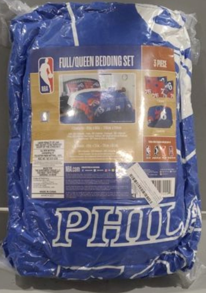 BRAND NEW! Northwest The Company NBA Philadelphia 76ers Sixers Comforter and Sham Set, Full/Queen, Hexagon Basketball