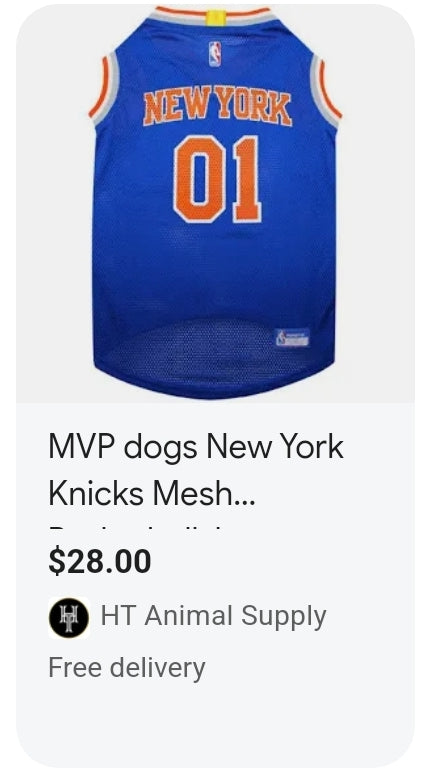 NEW! Compare at $28.00 - Pets First NBA NEW YORK KNICKS DOG Jersey, Medium - Tank Top Basketball Pet Jersey!