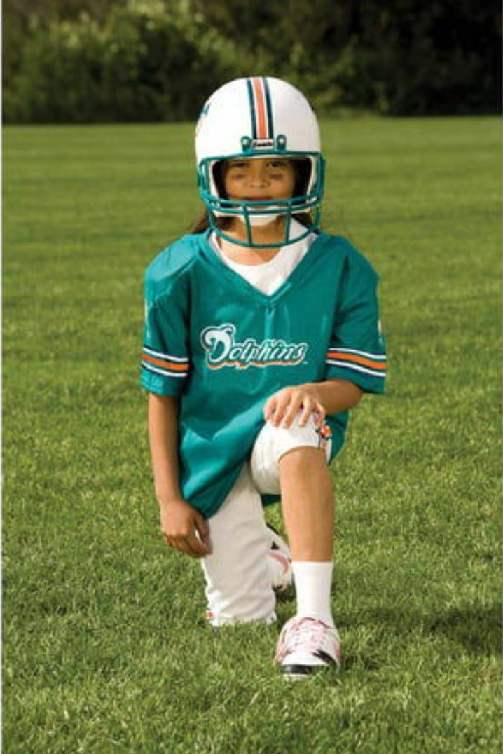 NEW! Compare at $84.99 - Miami Dolphins Franklin Sports boys NFL Team Licensed Deluxe Youth Helmet ans Uniform Set, Team Color, Small US