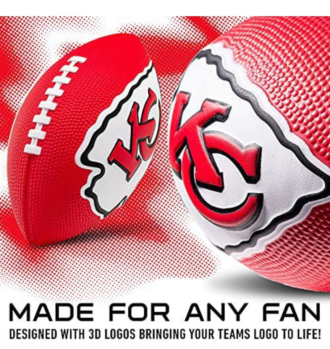 NEW! Franklin Sports NFL Kansas City Chiefs Football - Kids Foam Football - Soft Junior Size 8.5" Ball with 3D Logos - Perfect for Gameday + Tailgates