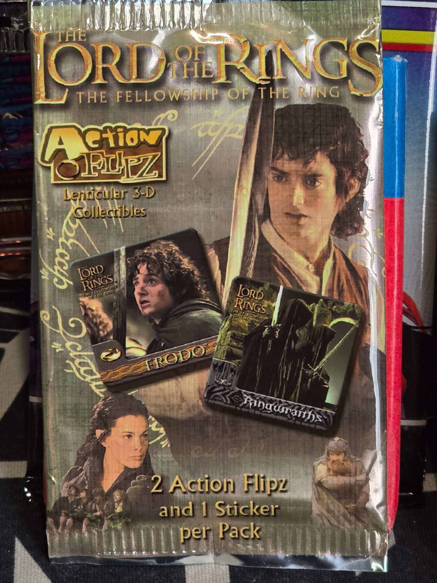 2001 Lord of the Rings Fellowship of the Ring LOTR Action Flipz Artbox New Line Cinema - 2 Lenticulars + 1 sticker