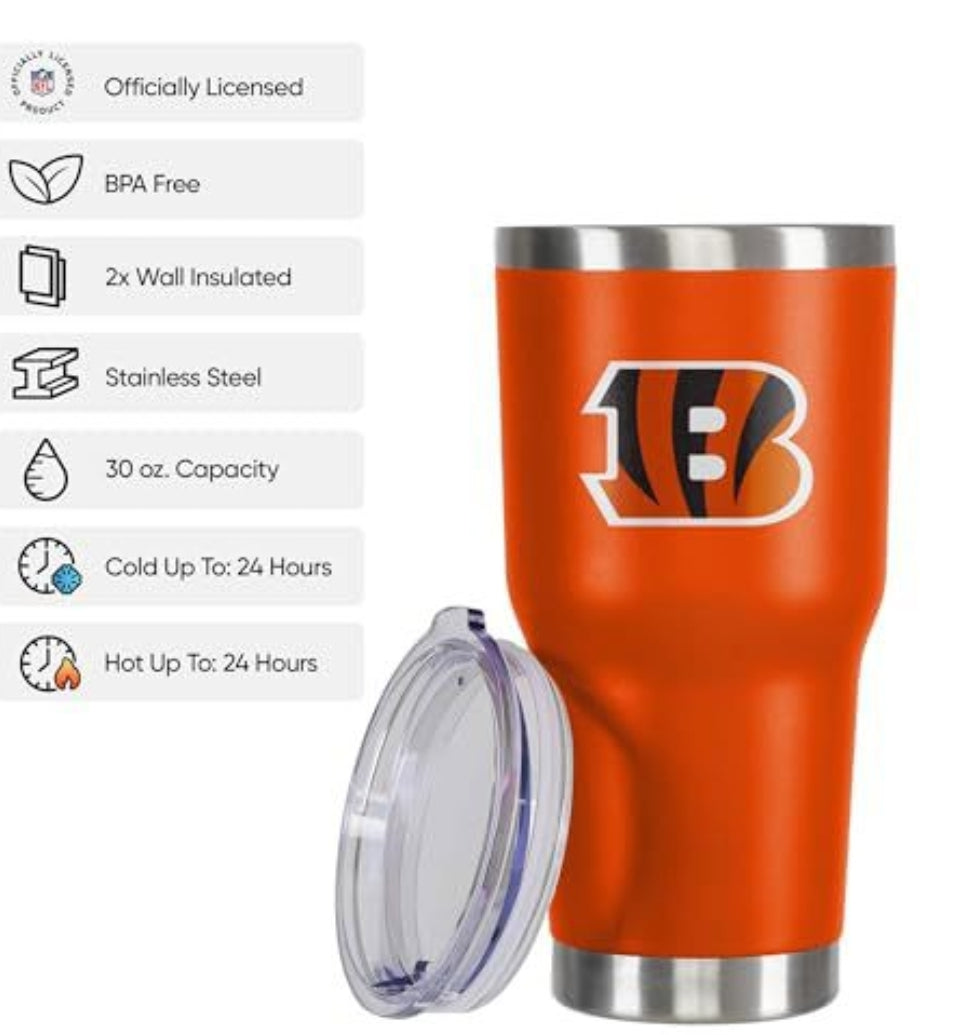 FOCO Cincinnati Bengals NFL Team Logo 30 oz Tumbler - Orange
