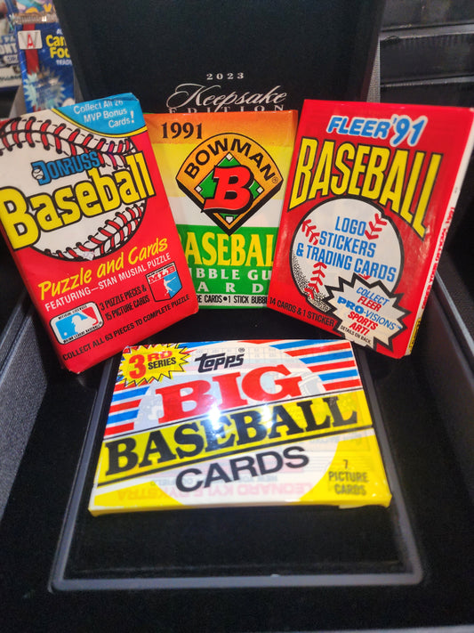 Oldies Baseball Wax Pack Medley Personal Break - 4 packs! 1 Pack each of 1991 Bowman, 1988 Donruss, 1991 Fleer, and 1988 Topps Big Baseball!