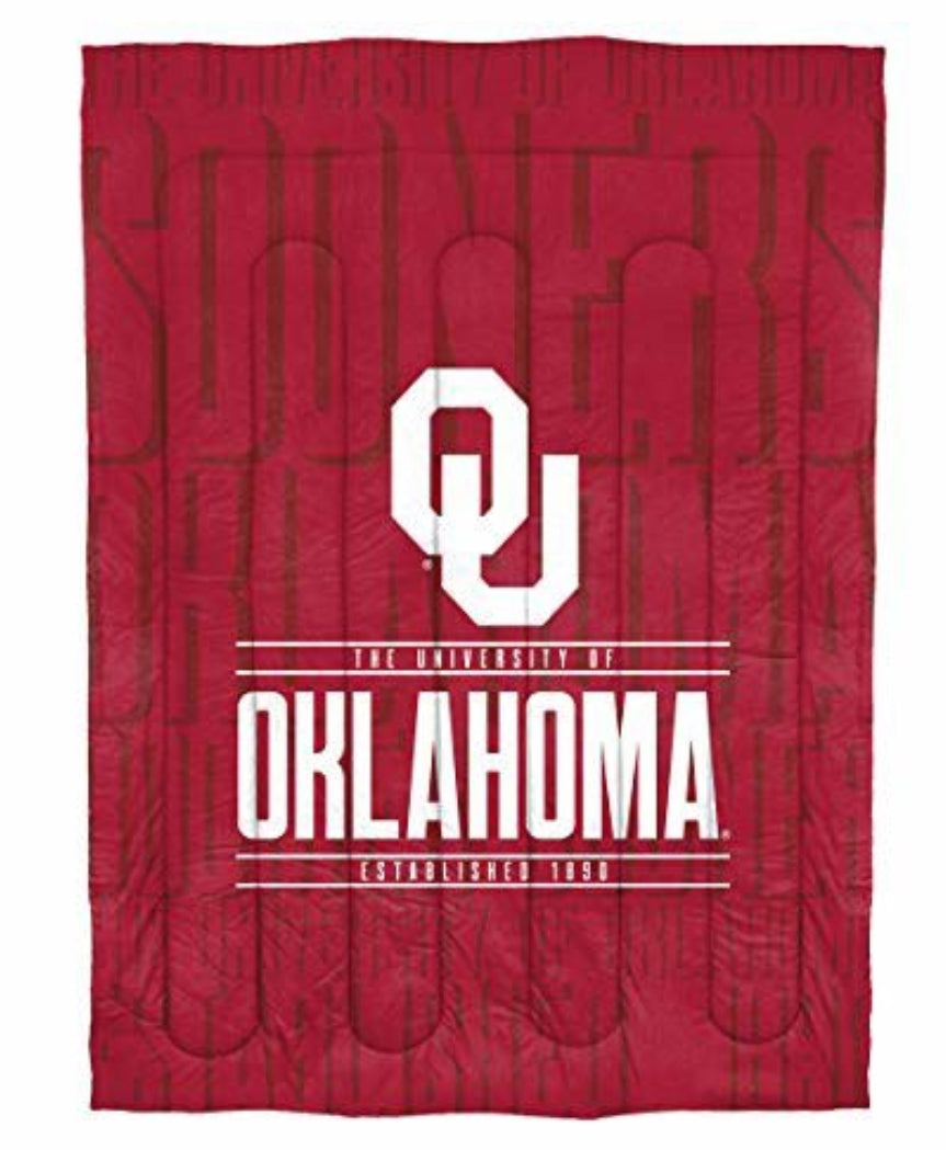 BRAND NEW! Northwest NCAA Oklahoma Sooners Comforter and Sham Set, Twin, Modern Take College Football