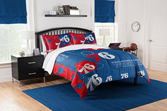 BRAND NEW! Northwest The Company NBA Philadelphia 76ers Sixers Comforter and Sham Set, Full/Queen, Hexagon Basketball