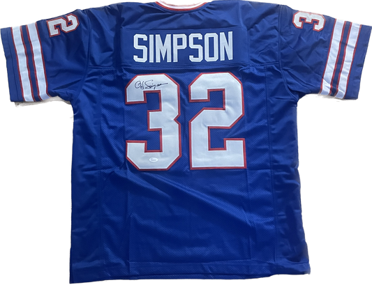 OJ Simpson Autographed Custom Jersey Buffalo Bills JSA COA Blue