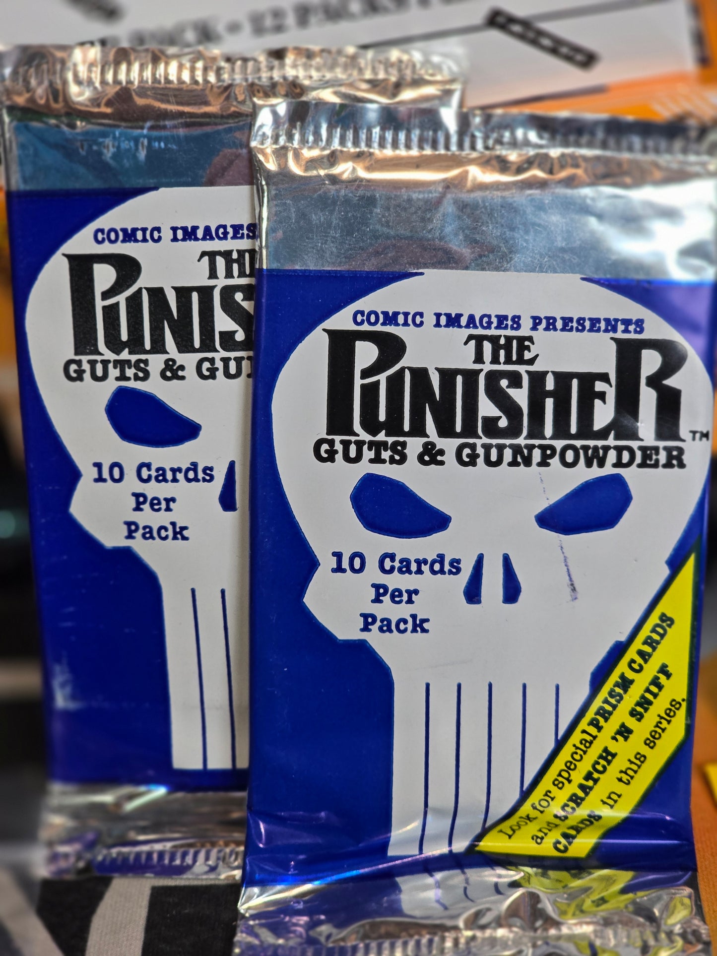 Lot of TWO (2) 1992 Comic Images Punisher Guts and Gunpowder Hobby Packs
