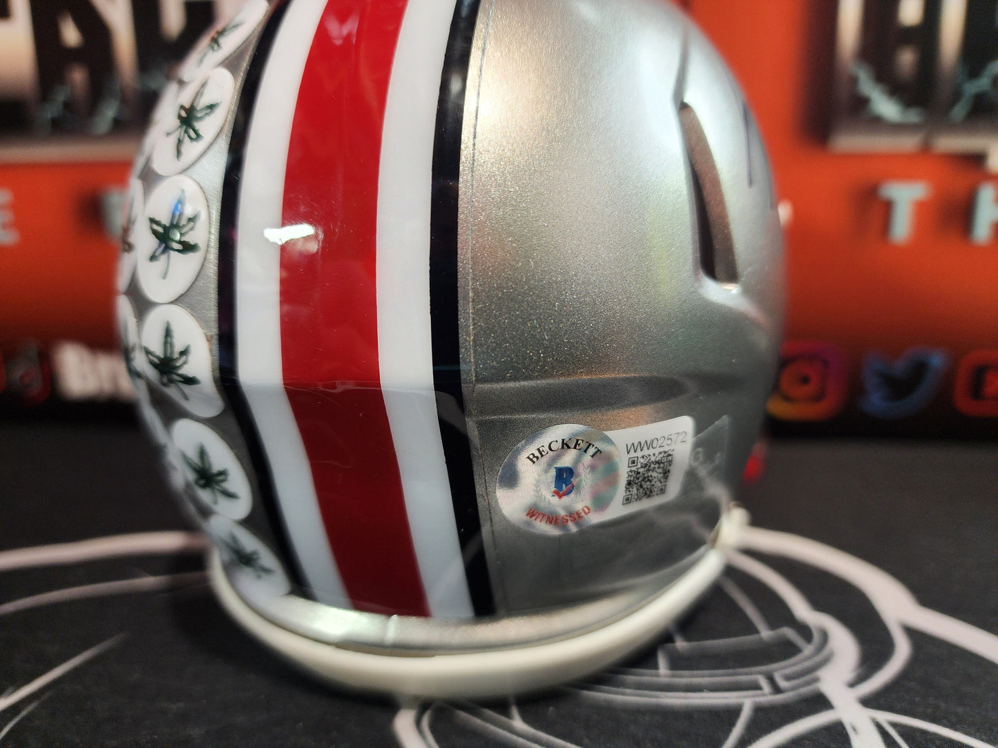 CJ Stroud FLASH Autographed Mini Helmet Ohio State University OSU Texans Beckett COA with visor!