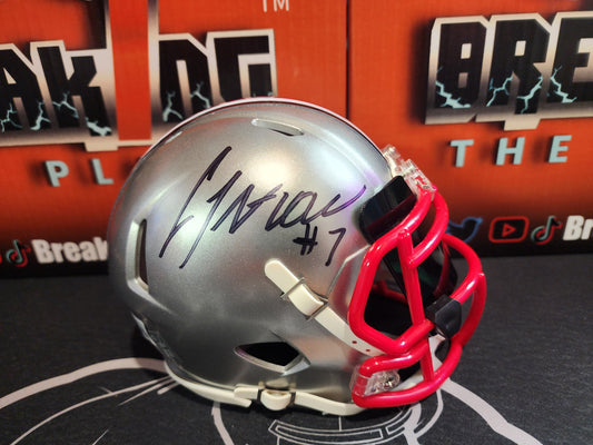 CJ Stroud FLASH Autographed Mini Helmet Ohio State University OSU Texans Beckett COA with visor!