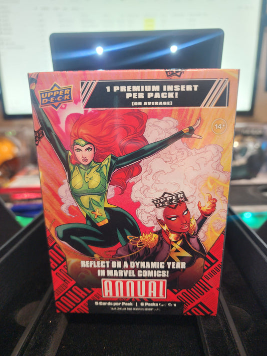 2023-2024 Upper Deck Marvel Annual Full Blaster Box Personal Break! 1 premium insert per pack! Chase Thematic Inserts and Backscatters!